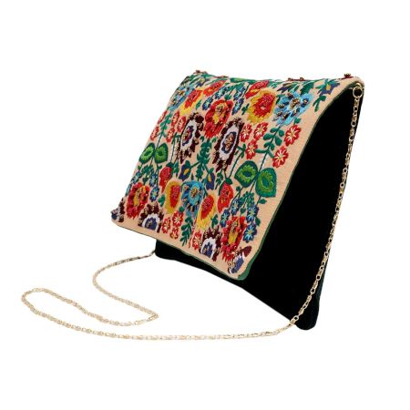 Floral Beaded Cotton Small Sling Bag For Women 